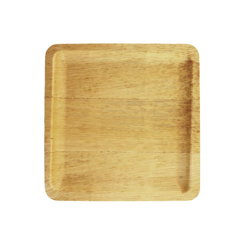 BambooMN 10" Premium Bamboo Leaf Square Dinner Plate, All Natural Disposable Compostable for Catering and Home Use, 10 Pieces