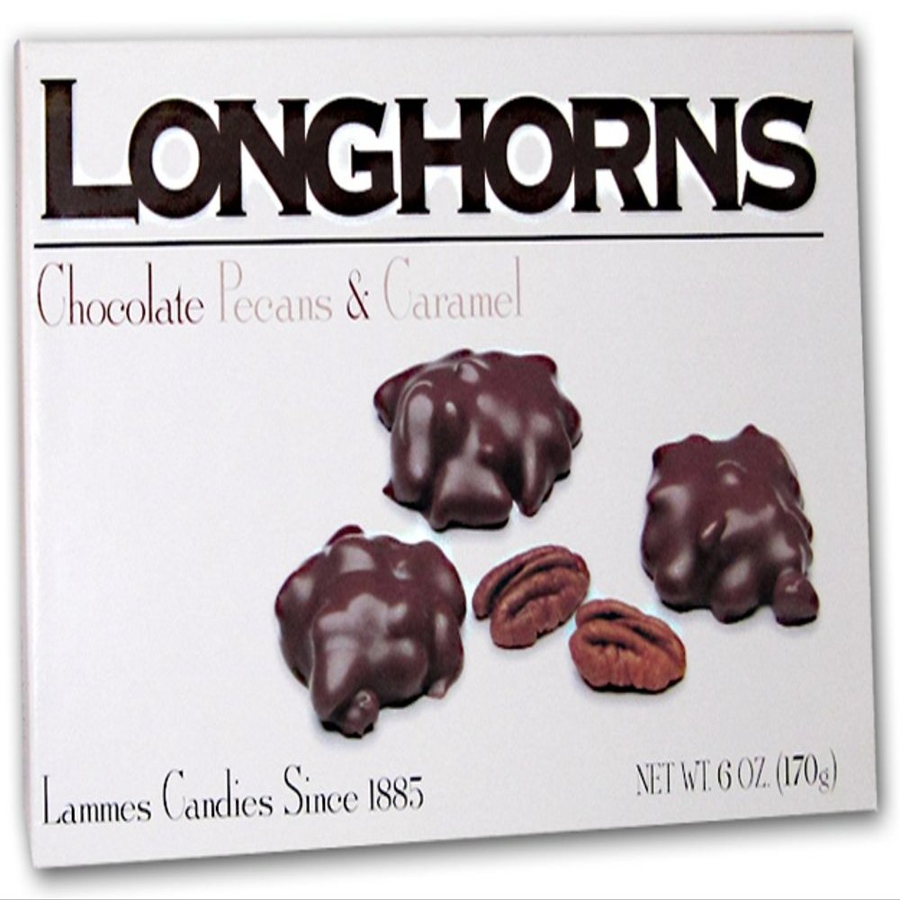 Lammes Candies Milk Chocolate Longhorns - Milk Chocolate Pecans & Caramel, 6 Oz. (Pack of 2)