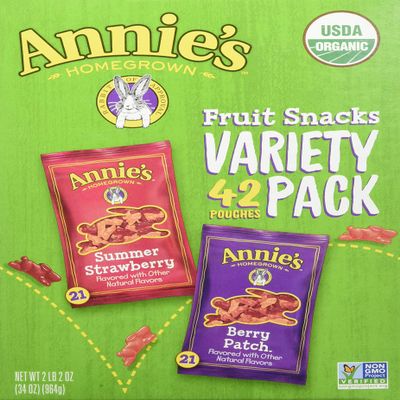 Annie's Homegrown Homegrown Fruit Snacks Variety Pack Net Wt (42 Pack 0.8 Oz Net Wt 34 Oz )
