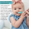 grabease Silicone Finger Toothbrush for Infants & Toddlers - Double-Sided Tapered Bristles for Toddler Teeth Cleaning - Choke Protection Shield for Kids Toothbrush - 1 Count, Teal view 3