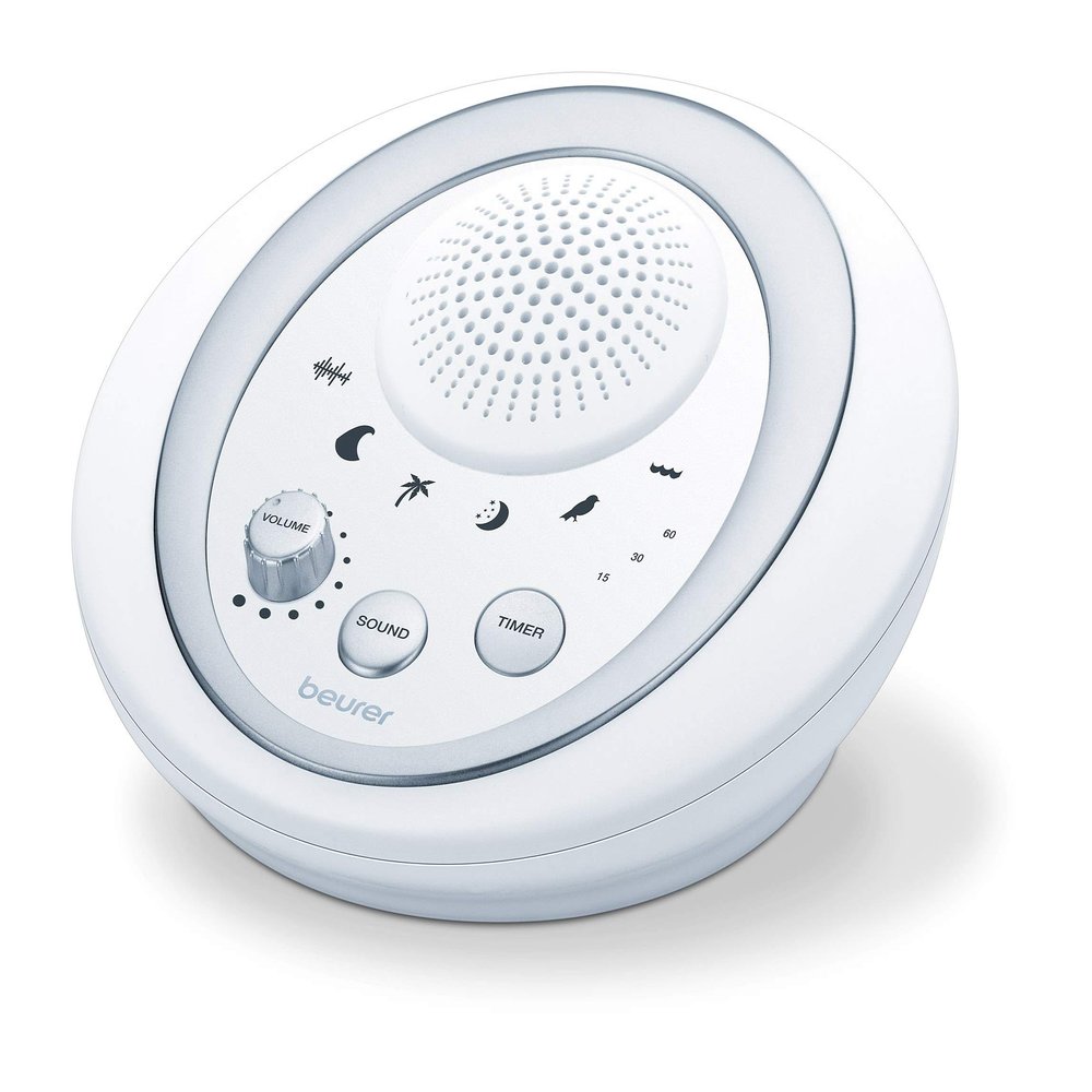Beurer White Noise Machine, Sound Asleep for Home, Office, Baby Non-Looping Soothing for Relaxation & Portable Travel with Natural Sound Choices & Noise Cancelling, Adjustable Volume, WN50