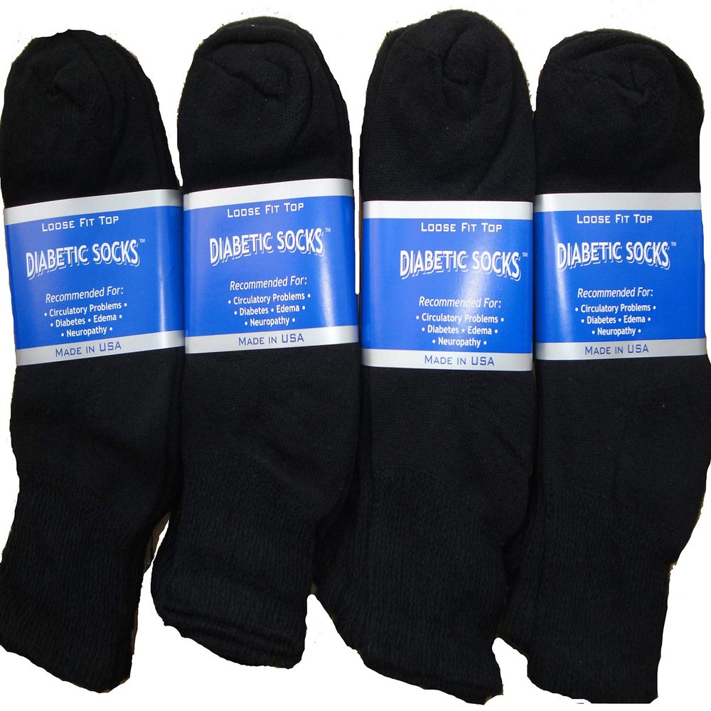12 Pairs of Mens Black Diabetic Ankle Socks 10- 13 Size by Diabetic Socks