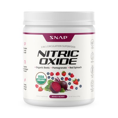 Snap Supplements USDA-Certified Organic Beet Root Powder, Nitric Oxide Supplements for Men & Women, Organic Beets & Pomegranate, Supports Healthy Energy Levels, 8.8 oz (1 Month Supply), Mixed Berry
