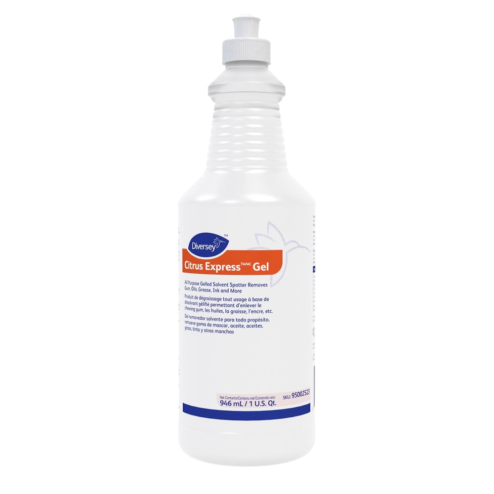 Diversey 95002523 Citrus Express Gel, All Purpose Gel Solvent Spotter Removes Gum, Oils, Ink, Grease from Carpet & Hard Surfaces, Citrus Scent, 32-Ounce