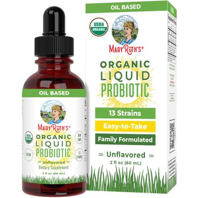 MaryRuth Organics Liquid Probiotic for Ages 4+ | 2 Billion CFU | 13 Probiotic Strains | Gut Health & Digestive Support | Gas & Bloating Support | Vegan | Gluten Free | Travel-Friendly | 20 Servings