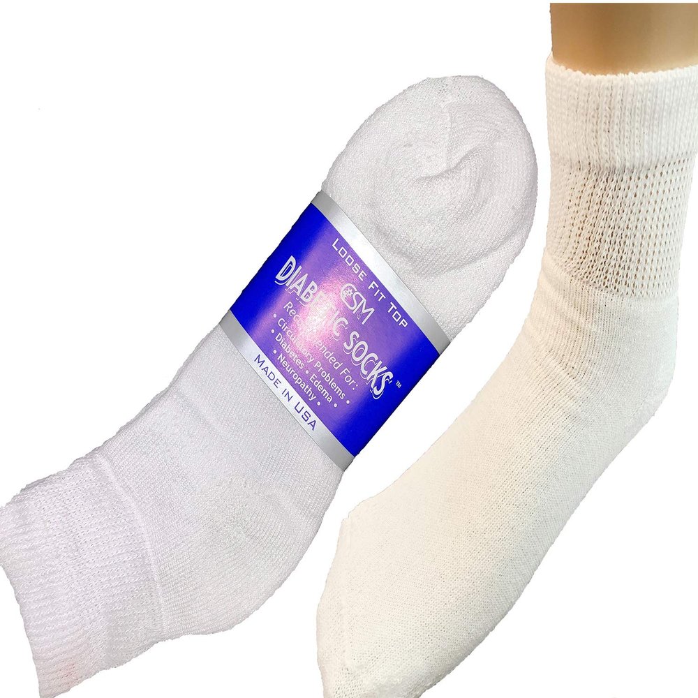 12 Pairs White Diabetic Ankle Socks 9-11 Size MADE IN USA