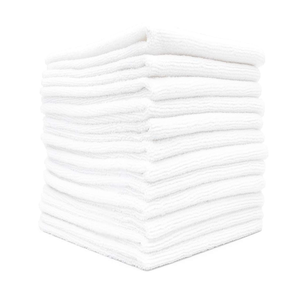 The Rag Company - All-Purpose Microfiber Terry Cleaning Towels - Commercial Grade, Highly Absorbent, Lint-Free, Streak-Free, Kitchens, Bathrooms, Offices, 300gsm, 12in x 12in, White (12-Pack)