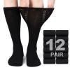Falari Physicians Approved Diabetic Socks For Men Women Non-Binding Loose Top Wide Crew Length (12-Pack, Black, 13-15) view 3
