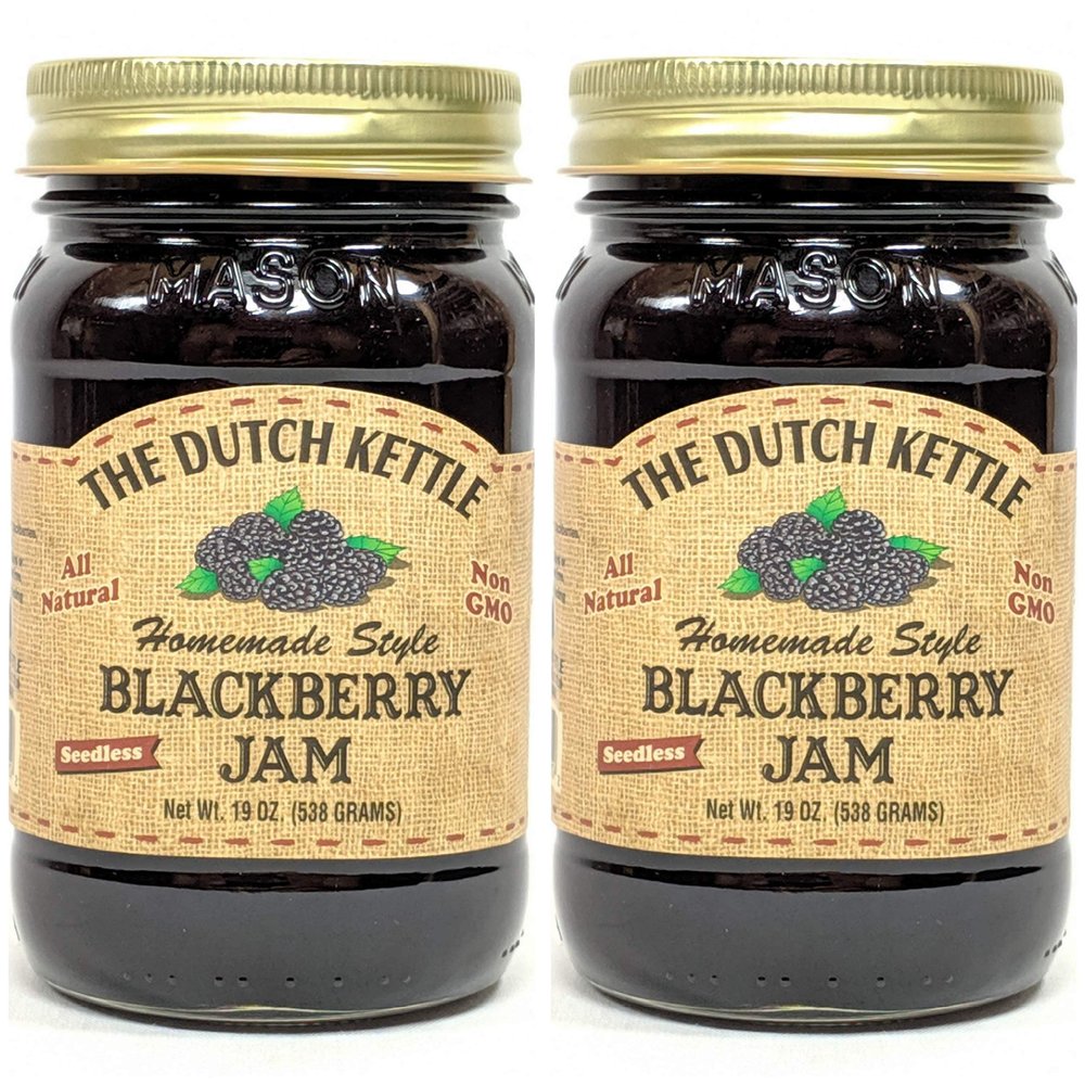 Amish Homestyle Blackberry Jam Seedless 2-19 Oz. Jars All Natural Non-GMO No Preservatives