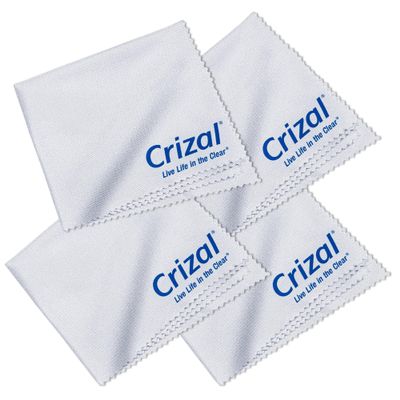 Crizal Microfiber Cleaning Cloths for Eyeglasses Designed & Tested by CRIZAL for AR-Coated Lenses Safe Lens Cleaning Without Scratching-4 Pack