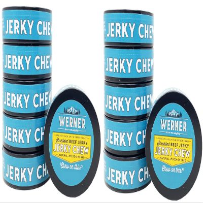 Werner Beef Jerky Chew - Premium, Tender Beef Shredded and Mixed with Fresh Spices - .32 Ounce Each Can - 12 Cans Total