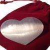 DINOSAURS ROCK Selenite Mineral Heart Gift Packaged Red Velvet Bag - Great Gift! view 2
