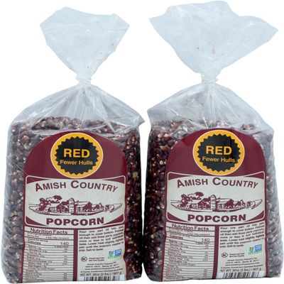 Amish Country Popcorn | 2-2 lbs Bags | Red Popcorn Kernels | Old Fashioned, Non-GMO and Gluten Free