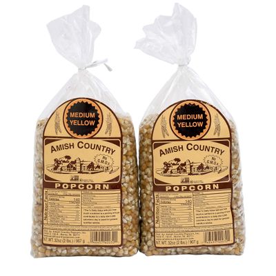 Amish Country Popcorn | 2 lb Bags | Popcorn Kernels | Old Fashioned, Non-GMO and Gluten Free (2 Pound (Pack of 2), Medium Yellow)