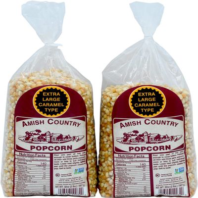 Amish Country Popcorn | 2-2 lb Bags | Extra Large Caramel Type Popcorn Kernels | Old Fashioned, Non-GMO and Gluten Free