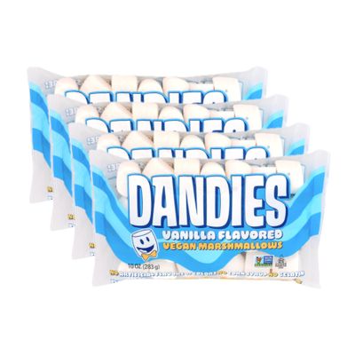 Dandies Vegan Marshmallows, No Artificial Flavorings, Food Dyes, Corn Syrup, or Gelatin, Perfect for Roasting, Smores, or Snacking (4 Pack, 10 oz)