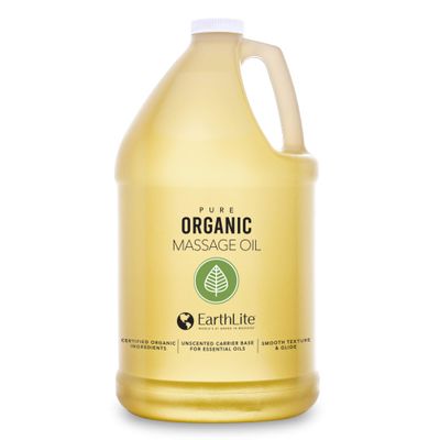EarthLite Pure Organic Massage Oil - Chemical Free, 100% Certified Organic, for Therapists & Clients, Unscented, 8 oz