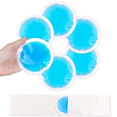 NEWGO Small Ice Packs for Injuries, 6 Pack Round Ice Packs for Face, FSA Eligible, Hot Cold Pack Circular Cold Compress with Cloth Backing & Sleeve for Pain Relief, Toothaches