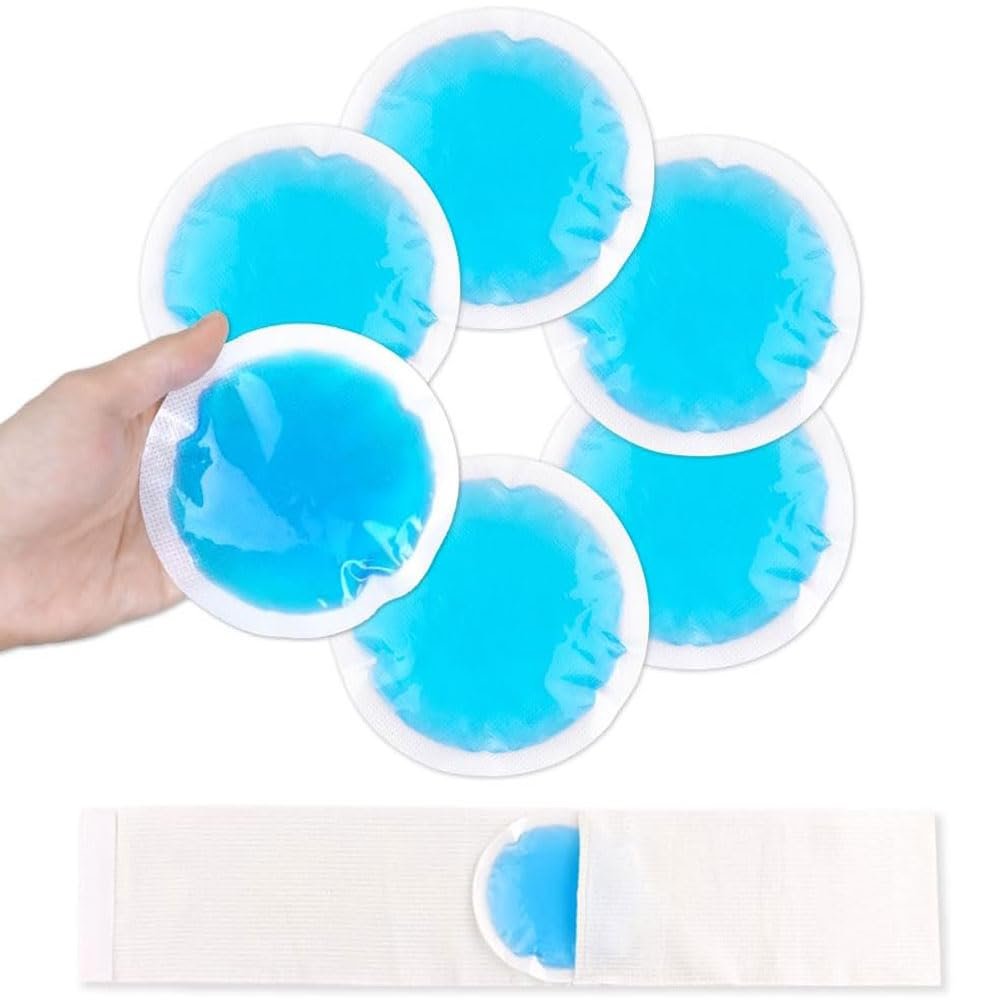 NEWGO Small Ice Packs for Injuries, 6 Pack Round Ice Packs for Face, FSA Eligible, Hot Cold Pack Circular Cold Compress with Cloth Backing & Sleeve for Pain Relief, Toothaches