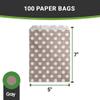7 x 5 Inch Cookie Bags, 100 Biodegradable Paper Treat Bags - Use As Party Favors Or Candy Bags, Food Safe, Gray With Polka Dots Paper Food Bags For Baked Goods, For Buffets Or Parties view 4