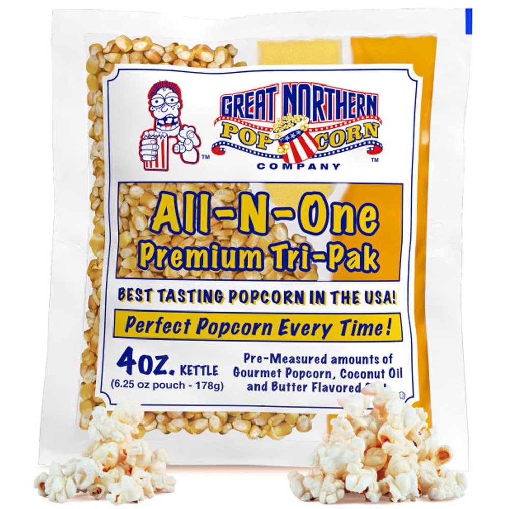 12-Count Gourmet Popcorn Kernels Packs - Premeasured All-in-One Premium Kernel, Oil, and Salt Packets for 4-Ounce Kettles by Great Northern Popcorn