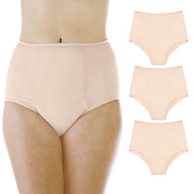 Wearever Women's Incontinence Underwear for Bladder Control with Super Absorbency - Reusable & Washable Leak Proof Underwear for Women 300 ml - (Pack of 3) (Beige) (2X) (Fits Hip 45-48")