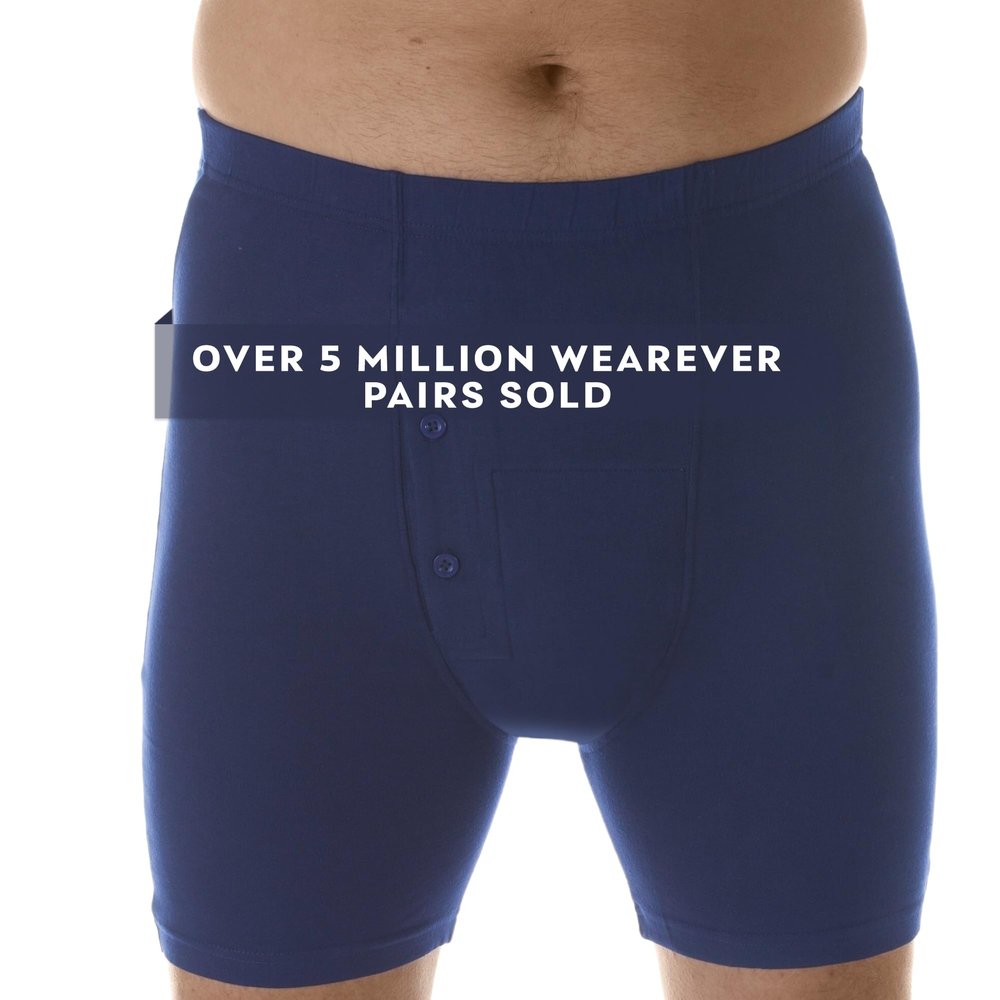 Wearever Mens Incontinence Boxer Brief for Bladder Control with Regular Absorbency - Reusable & Washable Leak Proof Underwear for Men 150 ml (Single Pair) (Navy) (L) (Waist 38-40)