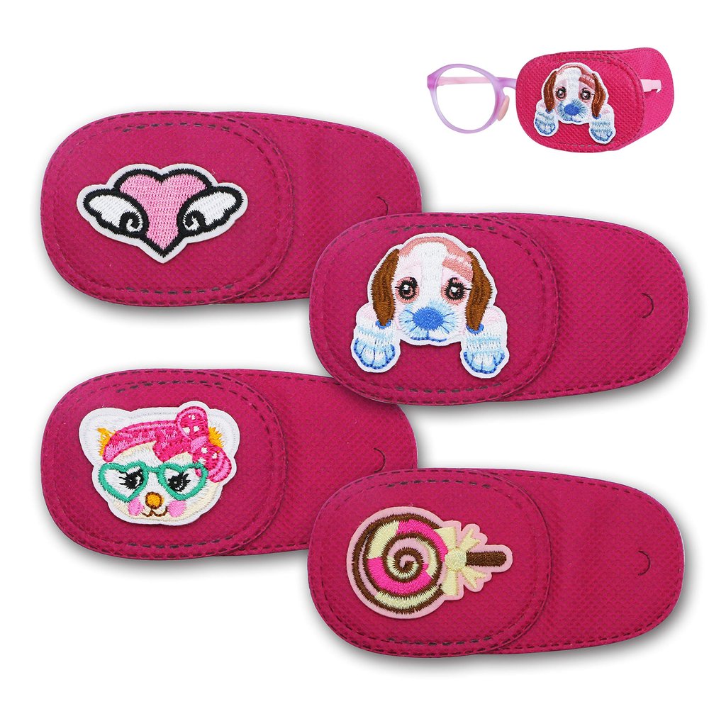 Astropic 4Pcs Eye Patches for Kids | Girls Eye Patch for Glasses | Medical Eye Patch for Children with Lazy Eye (Left Eye Coverage, Pink)