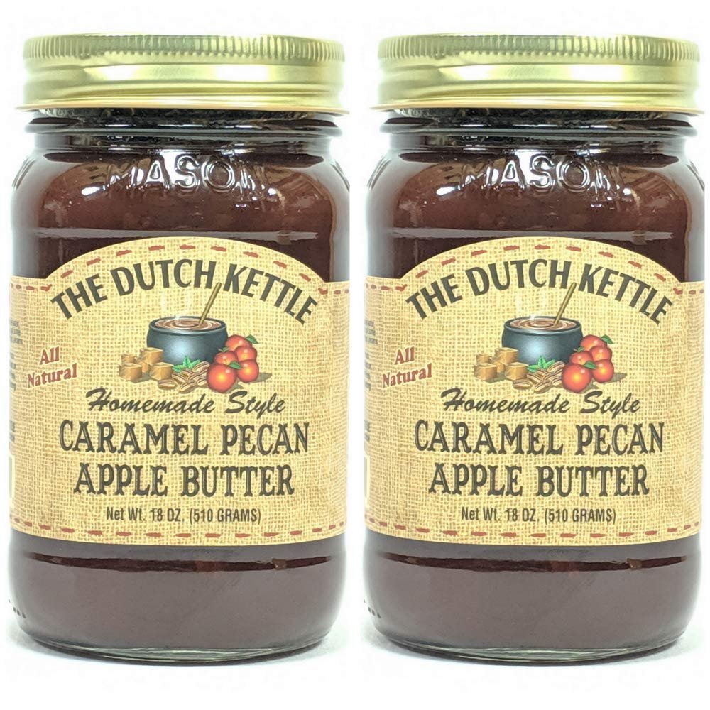 Amish Homemade Style Caramel Pecan Apple Butter 2-18 Ounce Jars Non-GMO All Natural