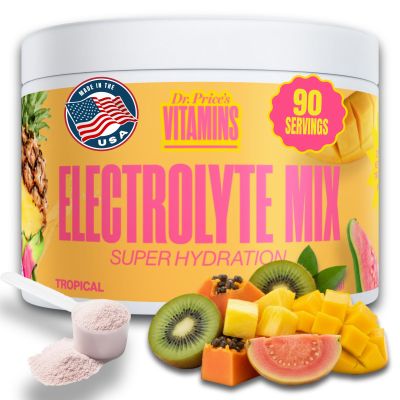 Dr. Prices Electrolytes Powder Bulk  Tropical, 90 Servings | Sugar Free Hydration Drink Mix with 72+ Trace Minerals, Manganese | Keto Electrolytes | Vegan, Doctor-Formulated, Made in USA