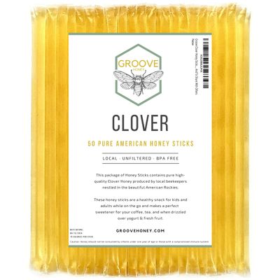 Clover Honey Sticks for Tea, Travel & Snacks - Premium Grade Pure Honey Packets are Farm Fresh from US Beekeepers - Each Honey Straw is full of Flavor that You'll Love - A Great Gift Idea (50)