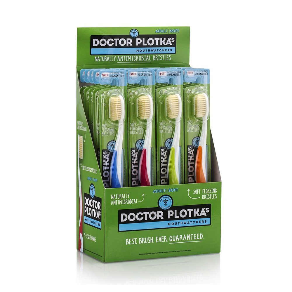 MOUTHWATCHERS Soft Flossing Manual Toothbrush for Adults, 20 Count Box, Ultra Clean, Good for Sensitive Teeth and Gums, by Dr. Plotkas