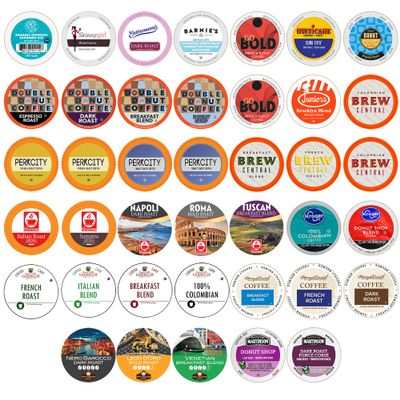 Crazy Cups Single Serve & K Cups Variety Pack, Including Unflavored Dark Roast & Medium Roast Pods, Pods Variety Pack for Keurig K Cups Machines, 40 Count