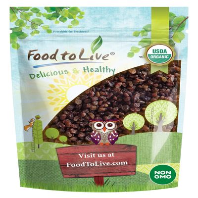 Food to Live Imported Organic Raisins, 1 Pound  Sun Dried Thompson Seedless Select Grapes, Non-GMO, Raw, No Sugar added, Pesticide-Free, Vegan, Lightly Coated with Organic Sunflower Oil