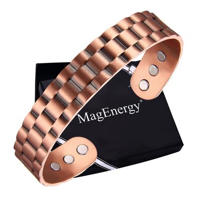MagEnergy Copper Bracelet for Men, 99.9% Pure Copper Bracelet for Men with 6pcs 3500 Gauss Magnets, Adjustable Bracelets Jewelry Gift