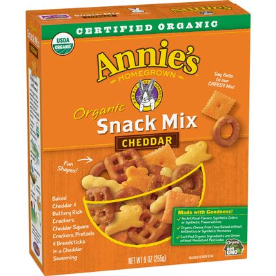Annie's Organic Assorted Crackers and Pretzels Cheddar Snack Mix, 9 oz (Pack of 12)