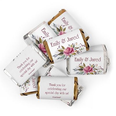 100ct Personalized Pink Floral Miniature Wrapper Favors - Miniatures Not Included