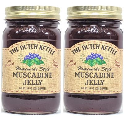 Amish Homemade Style Muscadine Jelly 2-19 Oz Reusable Jars All Natural Non-GMO No Preservatives