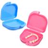ARTIBETTER Portable Denture Case 2-Pack Compact Orthodontic Retainer Holder Teeth Box for Travel 3.74X2.95X1.10 Inch Durable Mouth Guard Storage Container Blue Rosy view 1