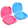ARTIBETTER Portable Denture Case 2-Pack Compact Orthodontic Retainer Holder Teeth Box for Travel 3.74X2.95X1.10 Inch Durable Mouth Guard Storage Container Blue Rosy view 2