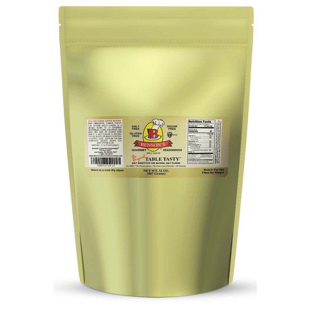Bensons - Table Tasty Salt Substitute, Salt-Free Gourmet Popcorn Seasoning, No Potassium Chloride, No MSG, Gluten Free, 2 Pound Bag