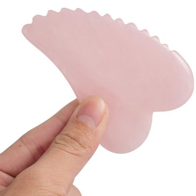Rose Quartz Gua Sha Comb Massage Tool - Unique Comb Edge Gua Sha Board for SPA & Acupuncture Therapy (Heart Shape)