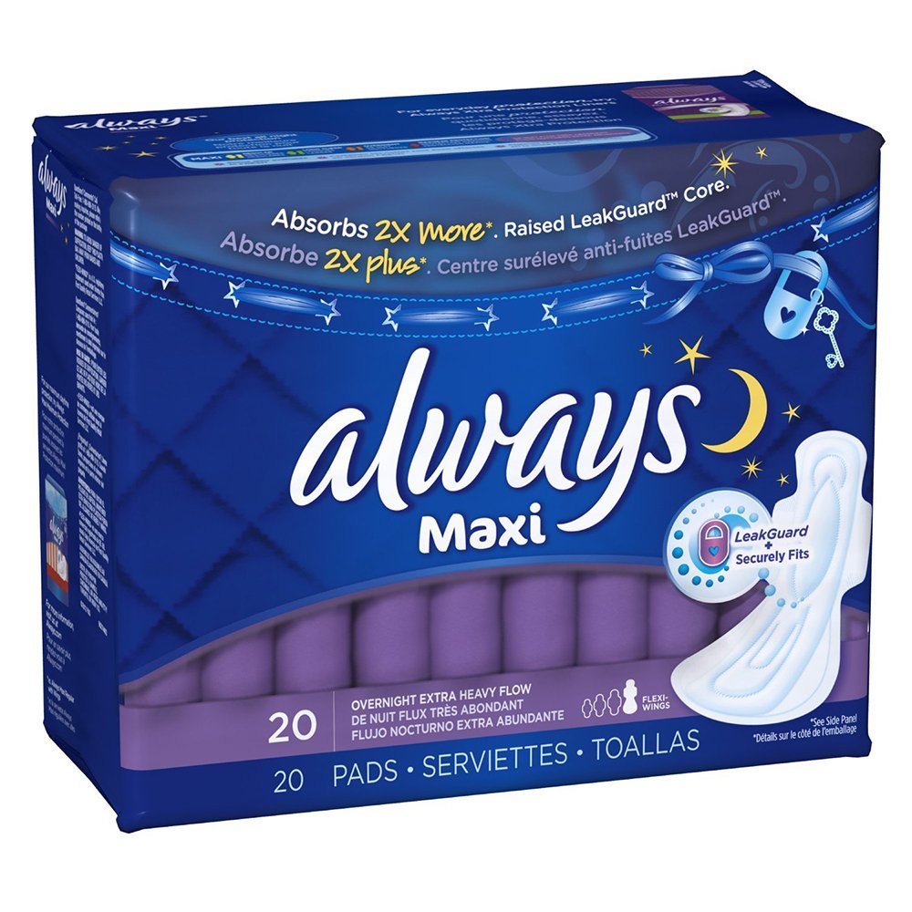ALWAYS MAXI OVERNIGHT EXTRA UNSCENTED WINGS 20CT (PACK OF 7)