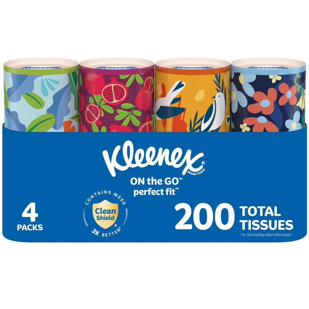 Kleenex Perfect Fit Facial Tissues, 4 Cannisters, 50 Tissues per Can, 2-Ply (200 Total), Packaging May Vary