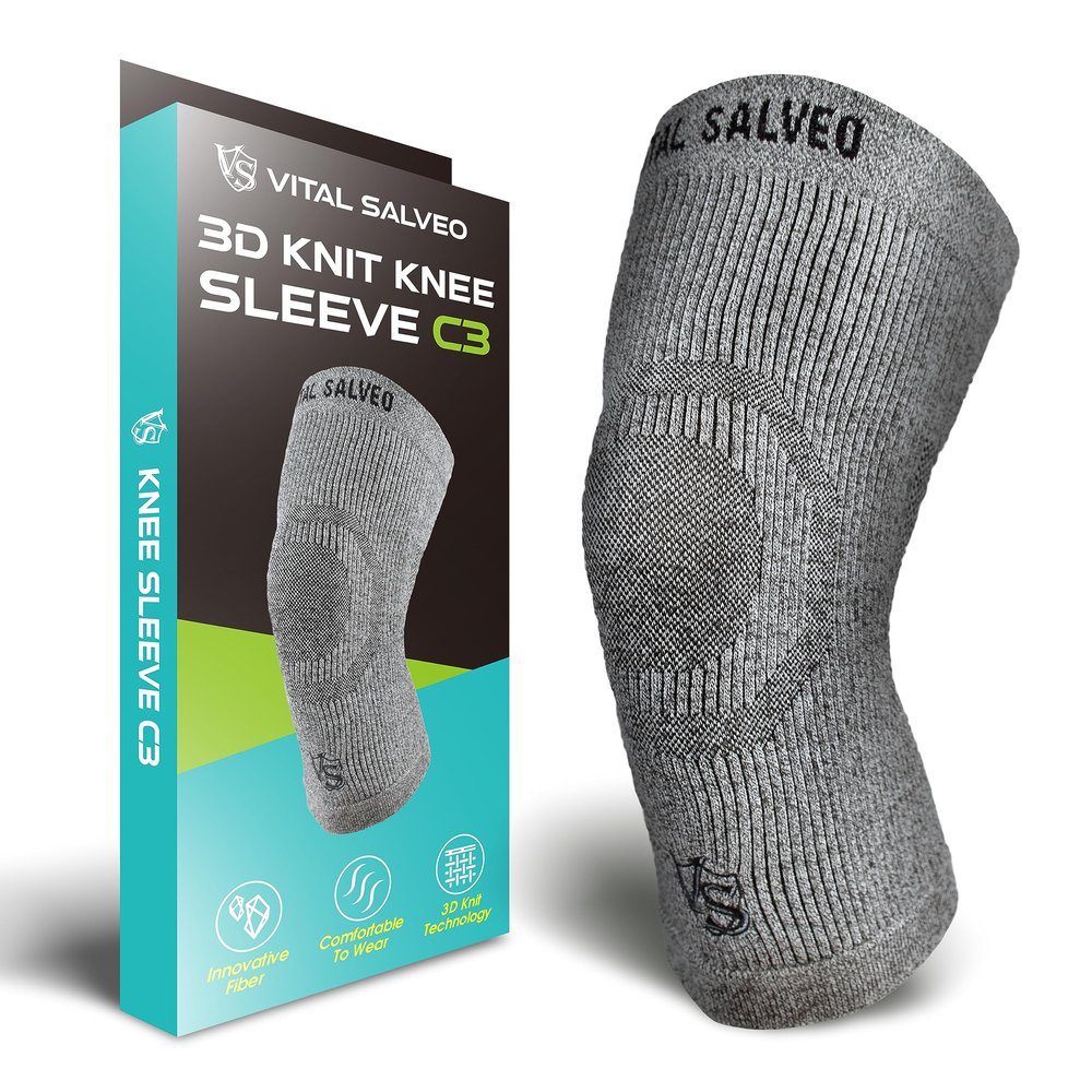 VITAL SALVEO Compression Recovery Knee Sleeve Knee Brace C3-COMFORT Pain Relief Protects Joint Ideal for Sports and Daily Wear (Small)