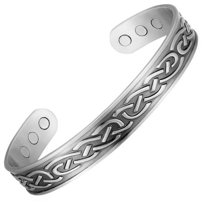 Earth Therapy Pure Copper Celtic Pewter Magnetic Bracelet  Unisex Sport Band with Ultra Strength Magnets - Adjustable