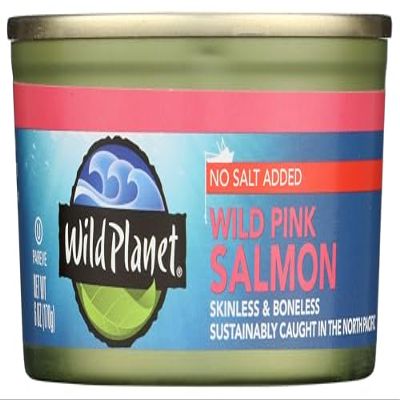 Wild Planet Wild Pink Salmon No Salt Added, Canned Salmon, Sustainably Wild-Caught, Kosher 6 Ounce can