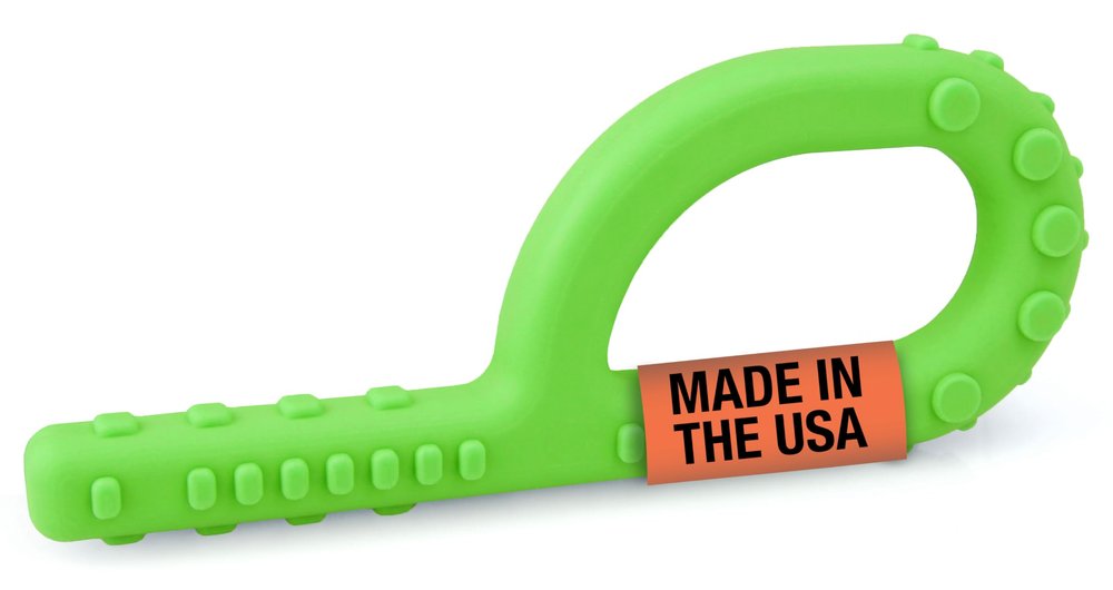ARK Textured Grabber Sensory Chew - Firm Oral Motor Fidget for Kids & Adults with Autism, ADHD, SPD, Anxiety - Helps with Focus and Self-Regulation - XT for Medium Firmness - Lime Green
