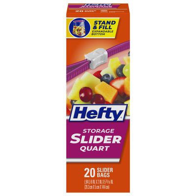 Hefty Slider Storage Bags, Quart Size, 20 Count (Pack of 9), 180 Total