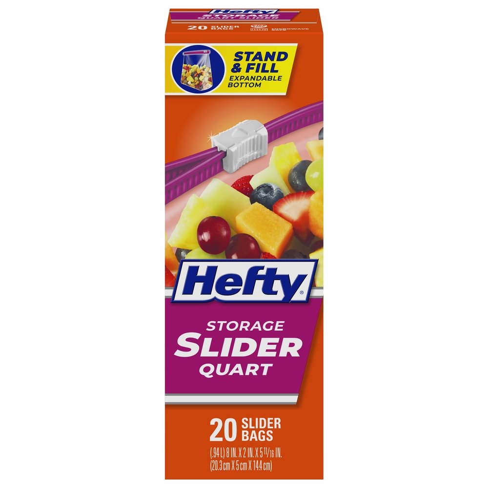Hefty Slider Storage Bags, Quart Size, 20 Count (Pack of 9), 180 Total